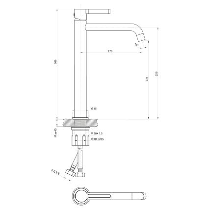 Sapho - Kraan voor wastafel ICONIC 30,9 cm glanzend chroom