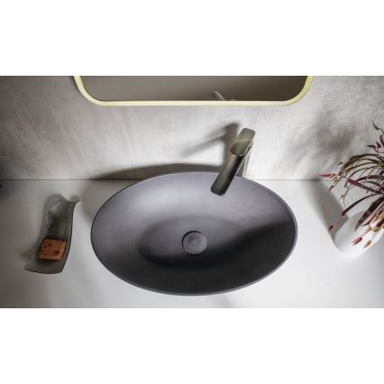 Sapho - Lavabo à poser FORMIGO 60 x 40 cm béton/anthracite