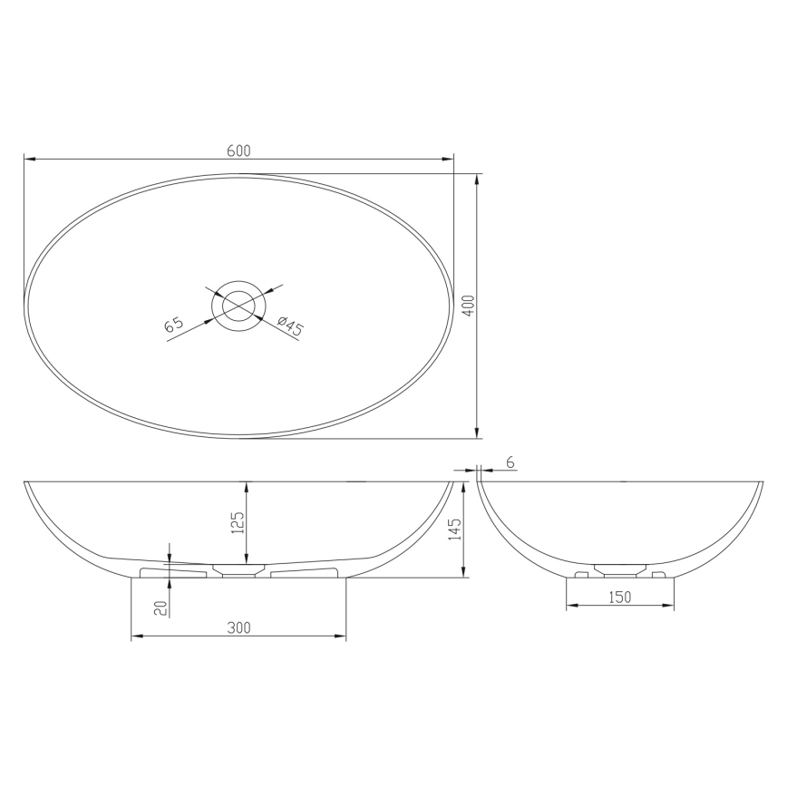 Sapho - Lavabo à poser FORMIGO 60 x 40 cm béton/anthracite