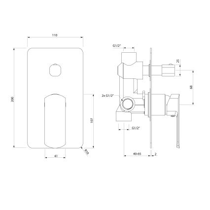 Sapho - Mitigeur de douche encastré MIXONA, chrome brillant