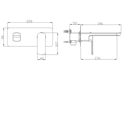 Sapho - Mitigeur de lavabo encastrable MIXONA 9 x 19,6 cm, chrome brillant