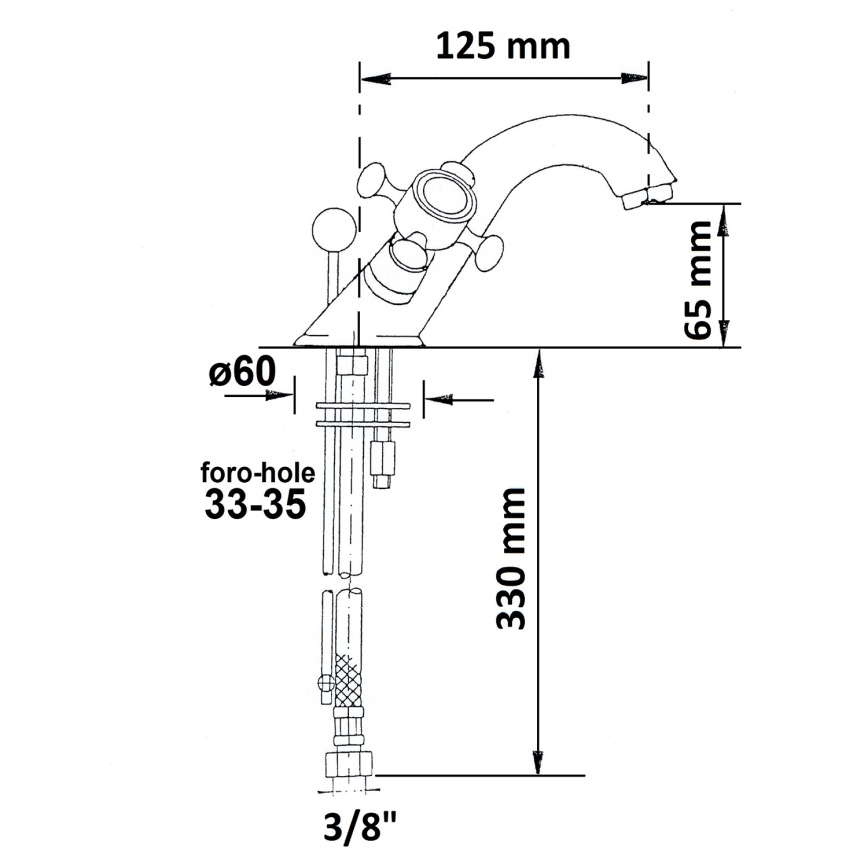 Sapho - Mitigeur pour lavabo ANTEA doré avec vidage