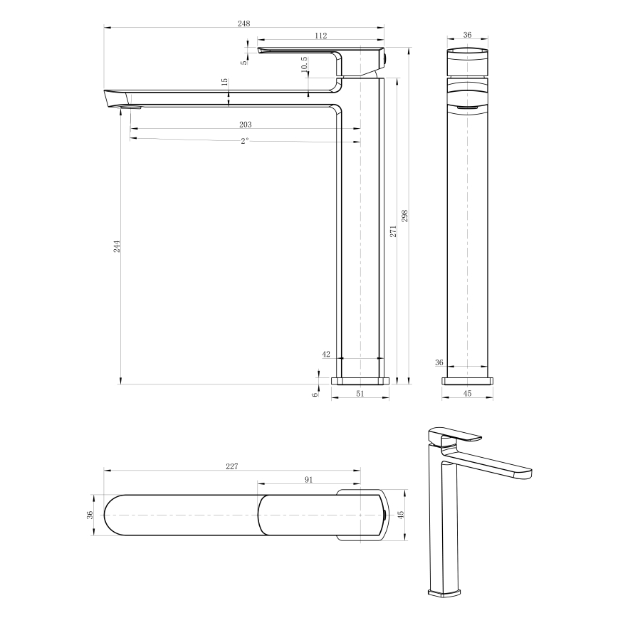 Sapho - Mitigeur pour lavabo MIXONA 29,8 cm chrome brillant