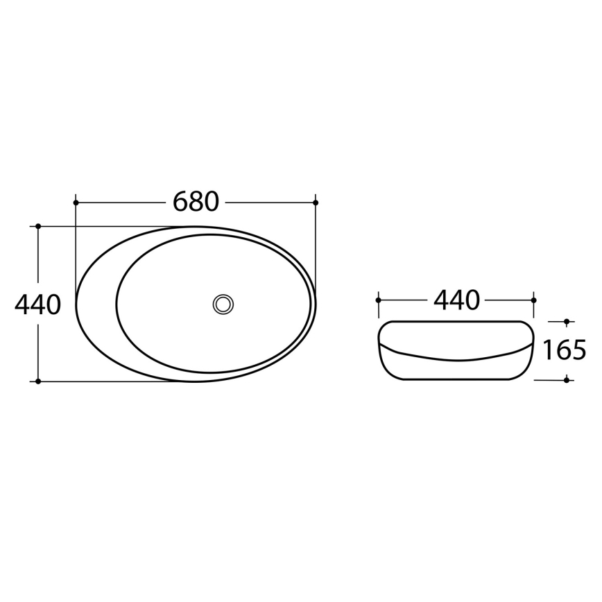 Sapho - Opbouwwastafel DALMA 68 x 44 cm grijs