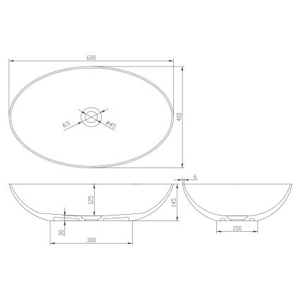 Sapho - Opbouwwastafel FORMIGO 60x40 cm beton/antraciet