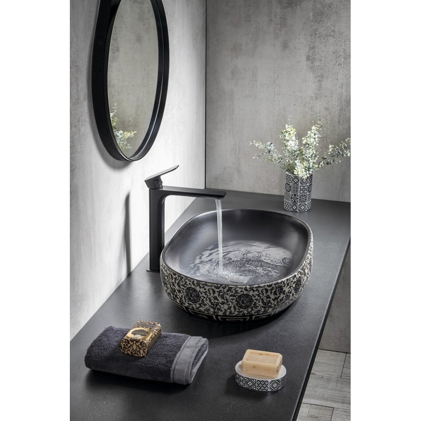 Sapho - Opbouwwastafel PRIORI 60x40 cm keramiek/zwart/blauw