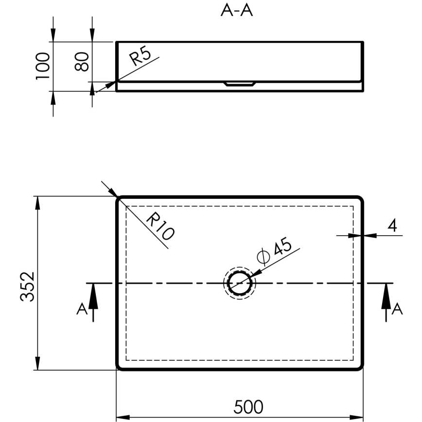 Sapho - Opzetwastafel AURUM 50x35 cm antraciet