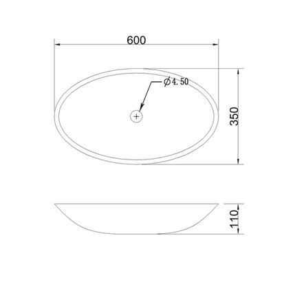 Sapho - Opzetwastafel BLOK 60x35 cm marquin/mat zwart
