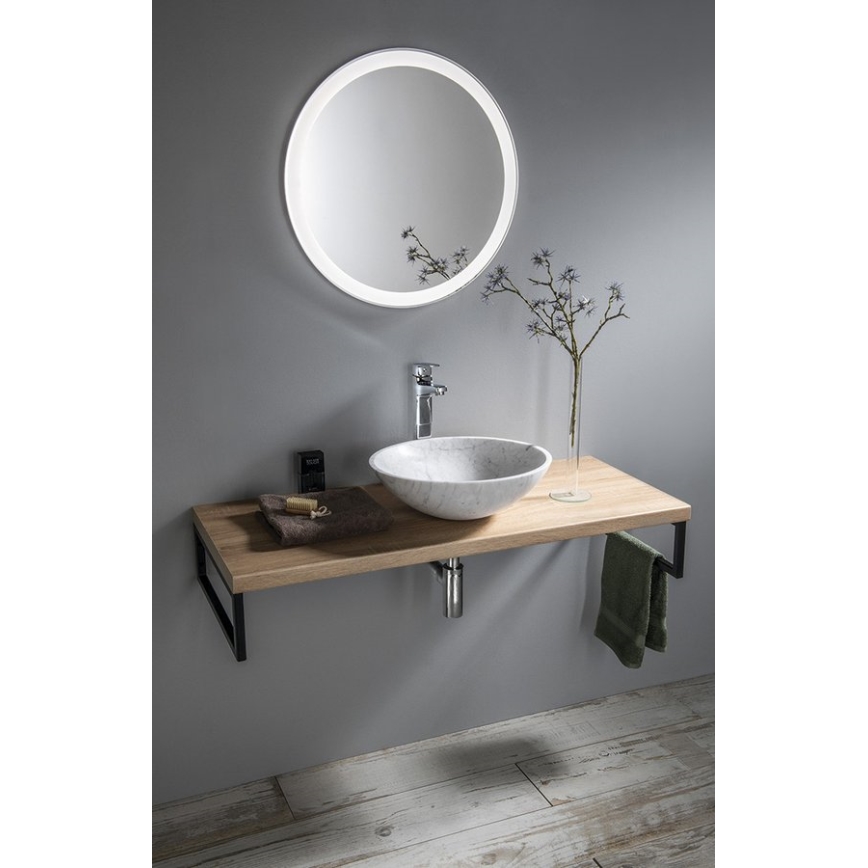 Sapho - Opzetwastafel BLOK Ø 42 cm steen/Carrara/mat wit