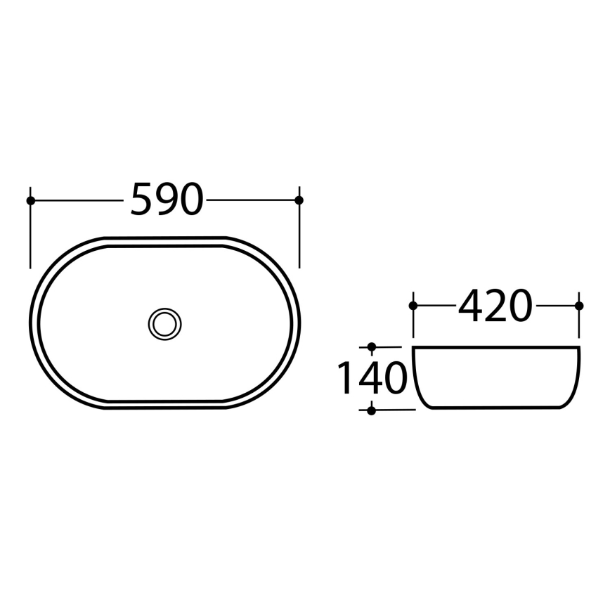 Sapho - Opzetwastafel DALMA 59x42 cm keramiek/grijs