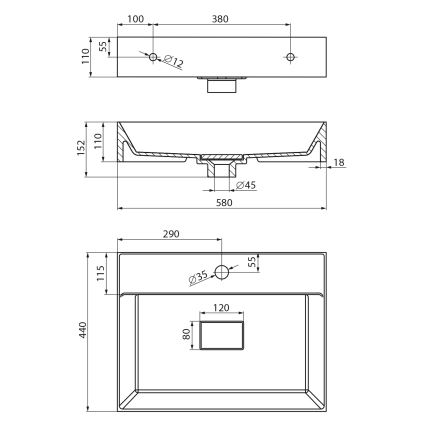 Sapho - Opzetwastafel GODIVA 58x44 cm marmer/wit