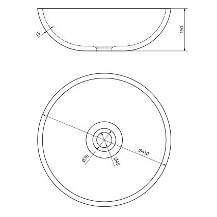 Sapho - Opzetwastafel PRIORI Ø 41 cm zwart/wit