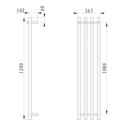 Sapho - Radiateur sèche-serviettes électrique PAPINADO 85W/230V 120 cm chrome brillant droit