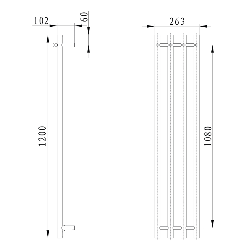 Sapho - Radiateur sèche-serviettes électrique PAPINADO 85W/230V 120 cm chrome brillant droit