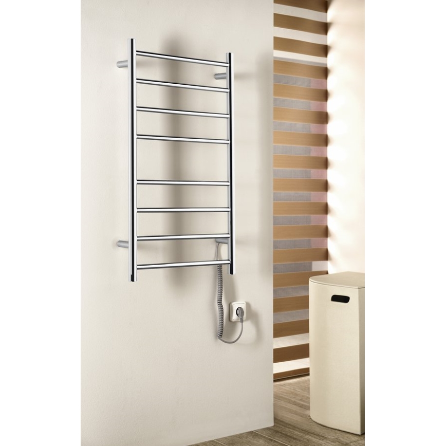 Sapho - Radiateur sèche-serviettes électrique REDONDO 75W/230V 90 cm chrome brillant droit arrondi