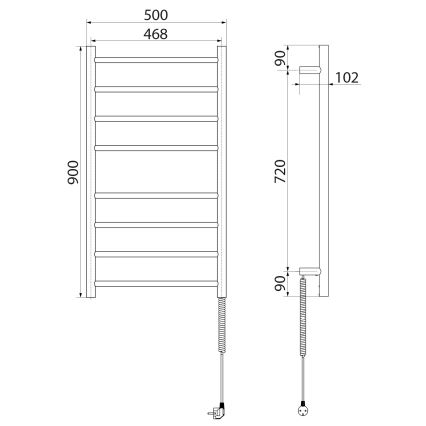Sapho - Radiateur sèche-serviettes électrique REDONDO 75W/230V 90 cm chrome brillant droit arrondi