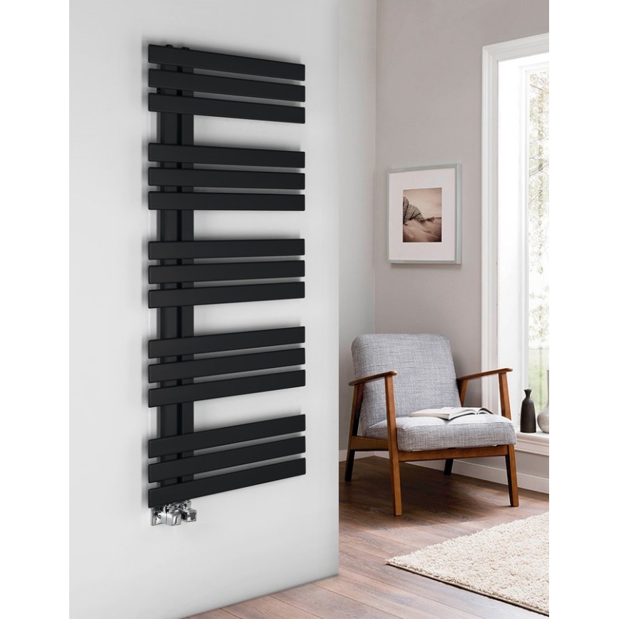 Sapho - Radiateur sèche-serviettes SILVANA 124x50 cm noir mat