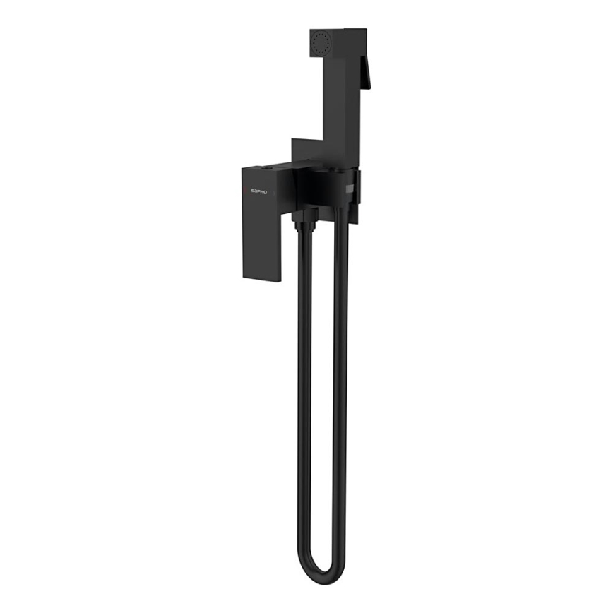Sapho - Robinet de bidet avec douchette pour installation encastrée CUBEMIX carré/mat noir