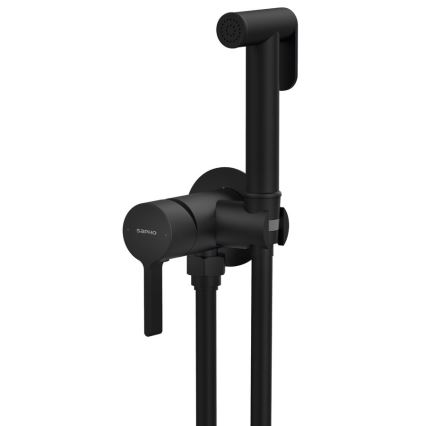 Sapho - Robinet de bidet avec douchette pour installation encastrée ICONIC arrondi/mat noir
