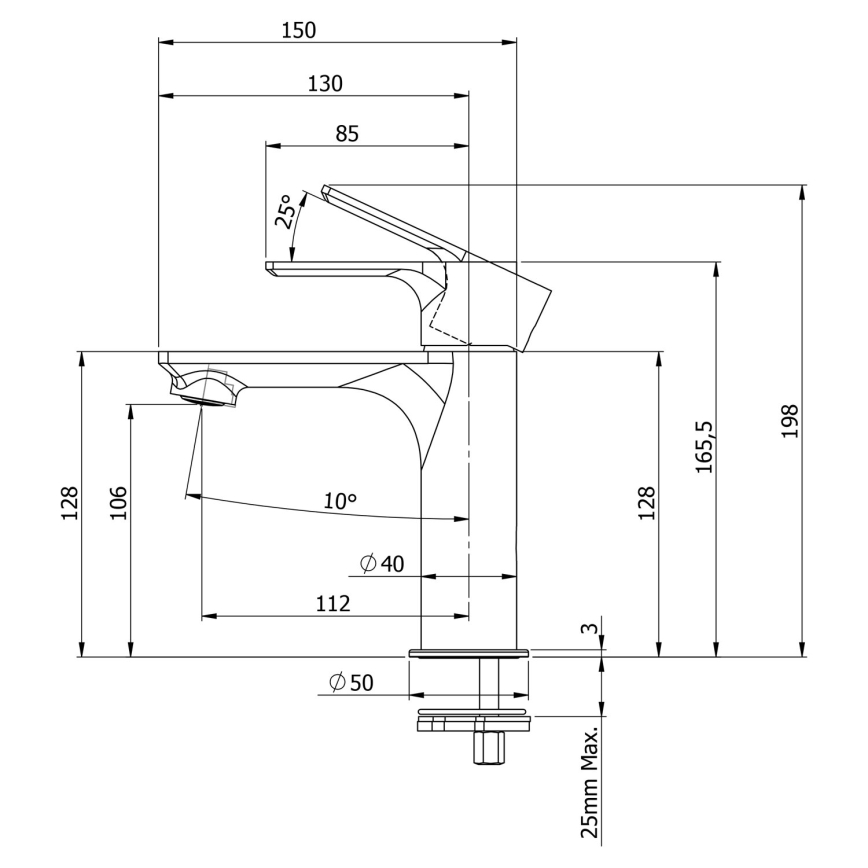 Sapho - Robinet de lavabo PAX 16,5 cm mat noir