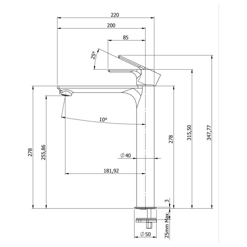 Sapho - Robinet de lavabo PAX 31,5 cm chrome brillant