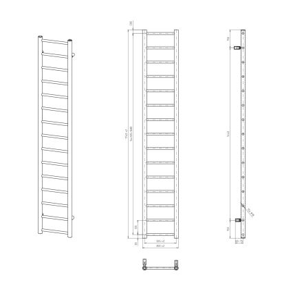 Sapho - Sèche-serviettes DINA 335 W 30 x 174 cm noir mat