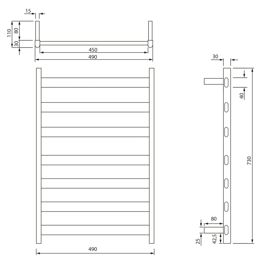 Sapho - Sèche-serviettes électrique ELIAS 105W 73x49 cm blanc mat