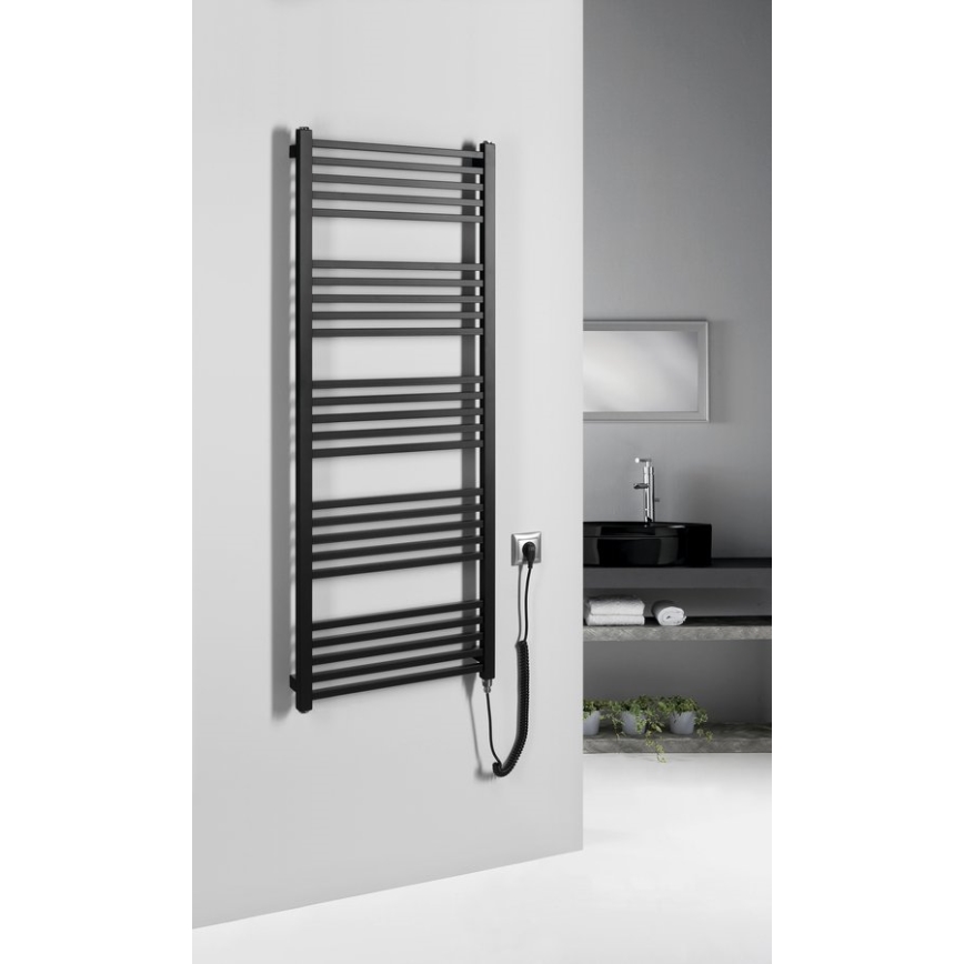 Sapho - Sèche-serviettes électrique METRO-E 500W 134x50 cm noir mat