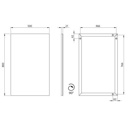 Sapho - Spiegel met lijst AROWANA 50x80 mat zwart