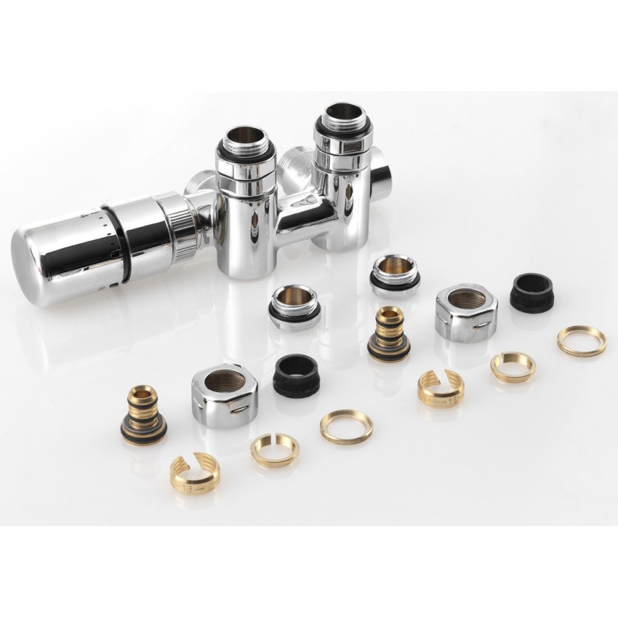 Sapho - Thermostatische aansluitset voor middenaansluiting TWIN COMBI links/glanzend chroom