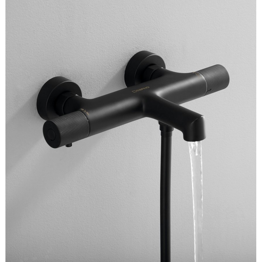 Sapho - Thermostatische badmengkraan SOLARIS mat zwart