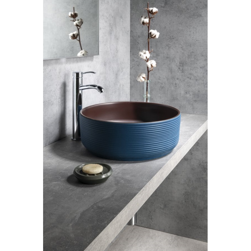 Sapho - Vasque à poser PRIORI Ø 41 cm marron/bleu