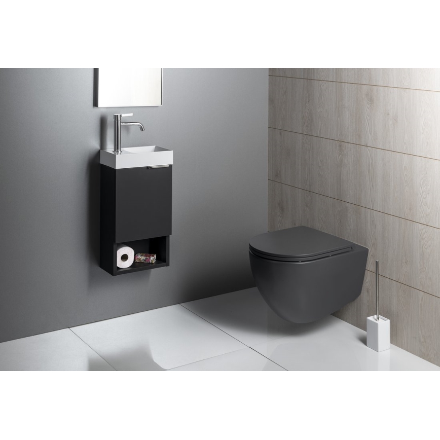 Sapho - Wandgemonteerde wastafel PICCOLINO 31x17 cm links/gietmarmer/wit