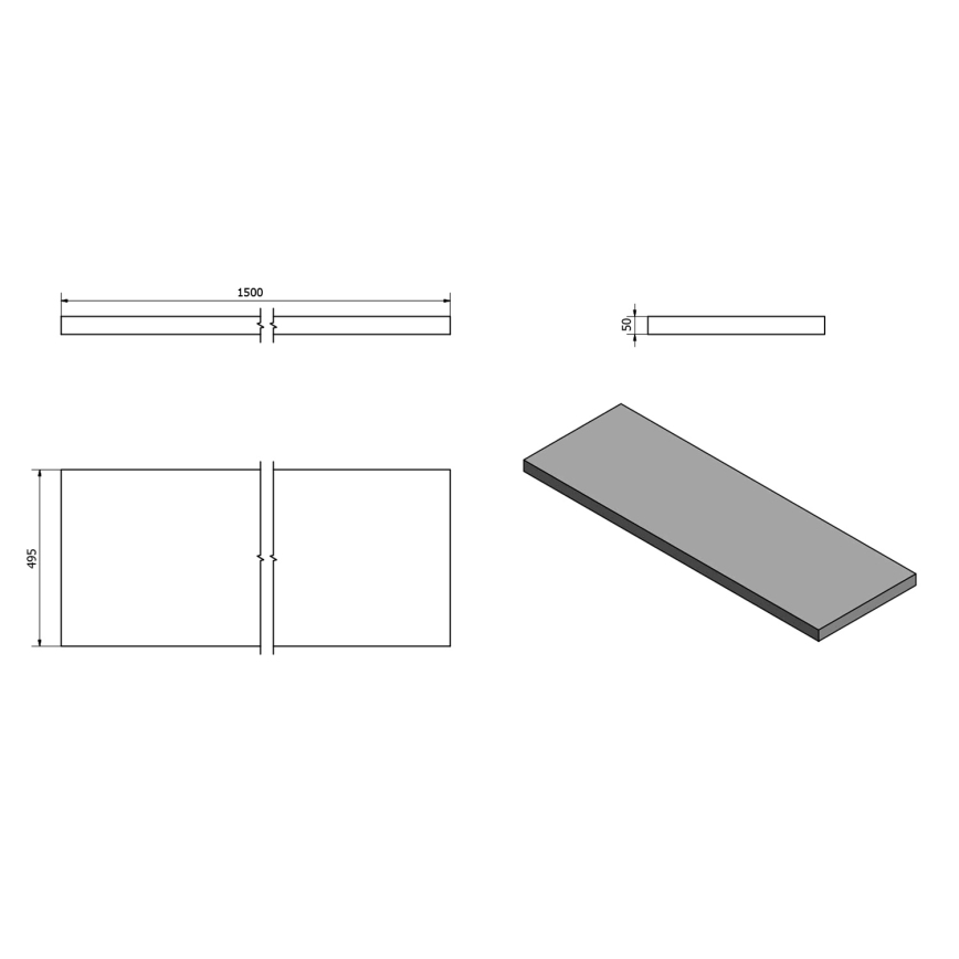 Sapho - Wastafelblad AVICE 150x49,5 cm grijs/cement