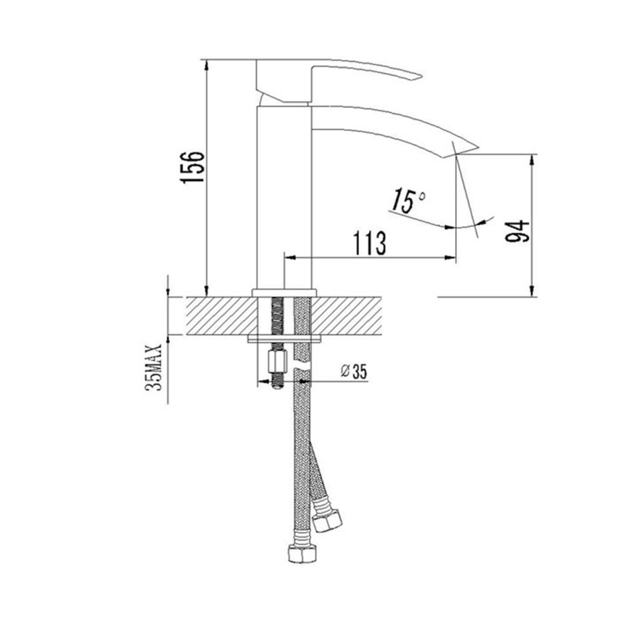 Sapho - Wastafelkraan GINKO 15,6 cm, glanzend chroom