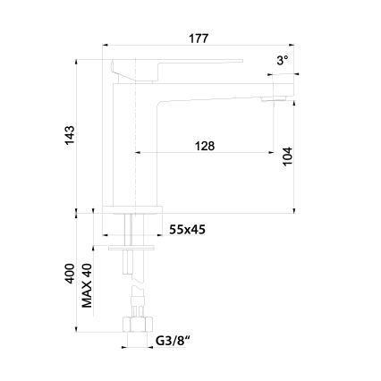 Sapho - Wastafelkraan LATUS 14 cm mat zwart