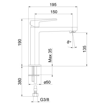 Sapho - Wastafelkraan TURSI 19 cm glanzend chroom