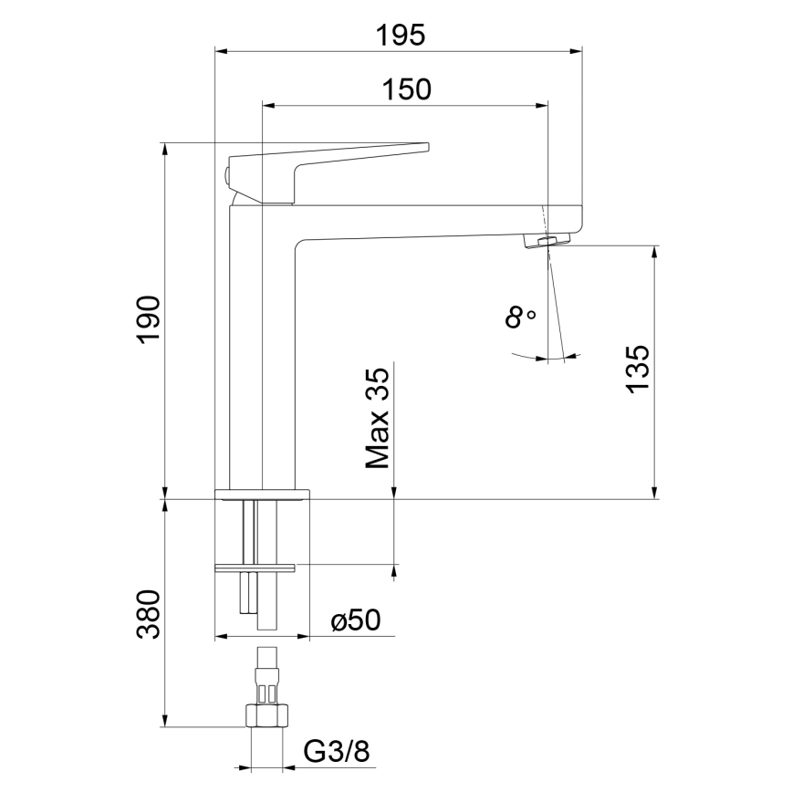 Sapho - Wastafelkraan TURSI 19 cm glanzend chroom