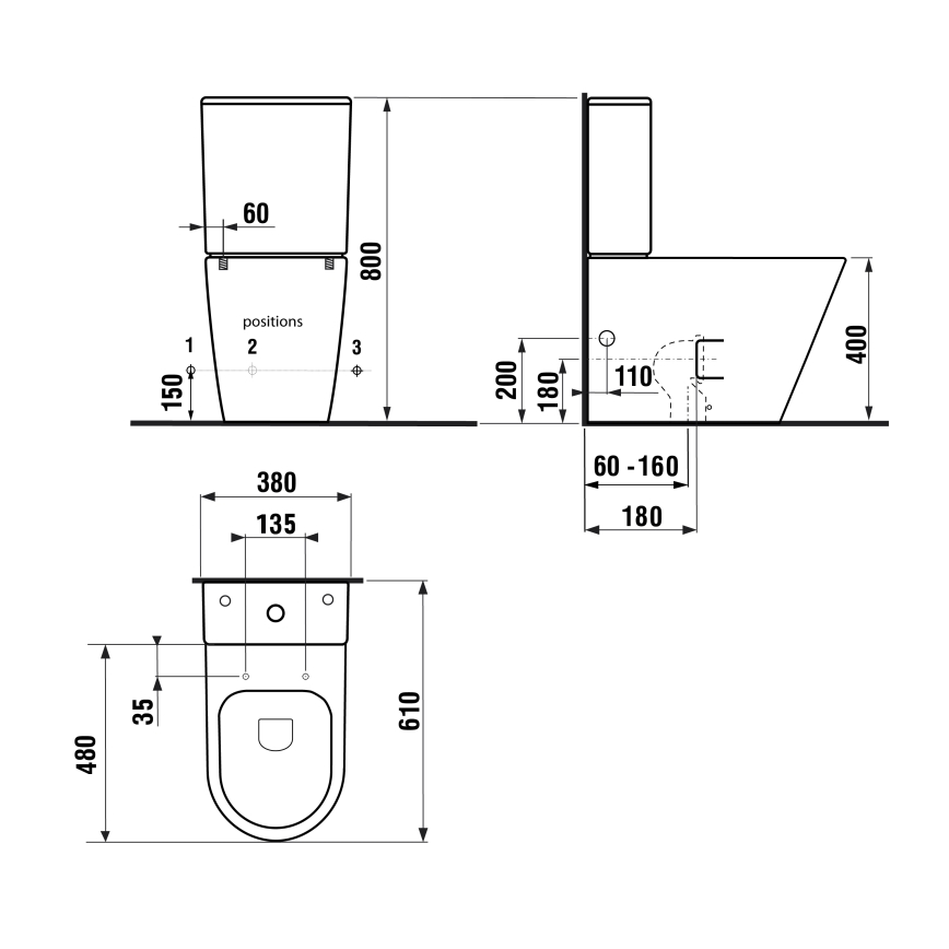 Sapho - WC-combinatie PACO keramiek/zwart