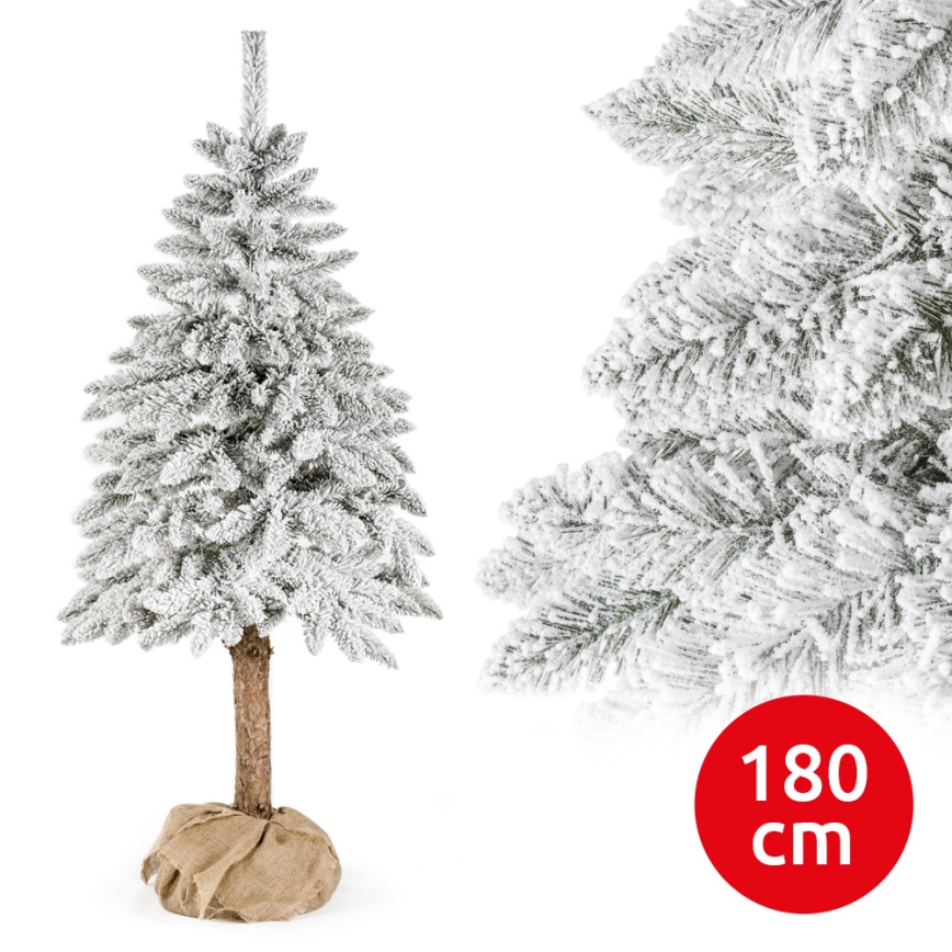 Sapin de Noël sur un tronc NATURAL WITH SNOW 180 cm épicéa
