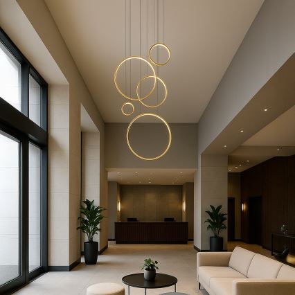 SATURNO LED-kroonluchter aan kabel, LED/100W/230V, goudkleurig