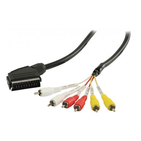 SCART kabel 6x plug zwart 2m