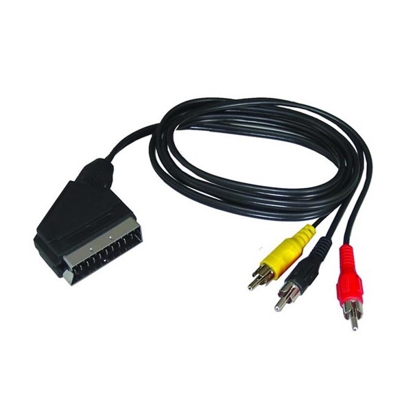 SCART-kabel voor 2 A/V apparatuur SCART-connector/3x CINCH-connector