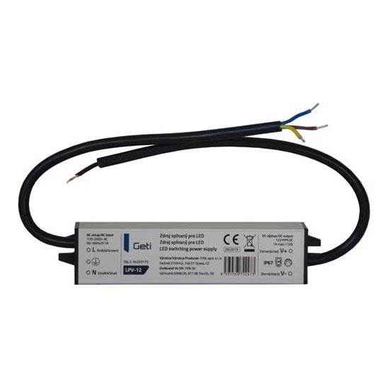 Schakelende voeding voor LED-strips 12W/12V IP67