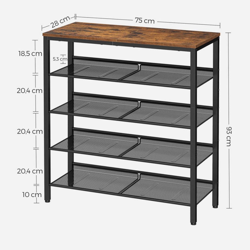 Schoenenkast DAVOR bruin/zwart