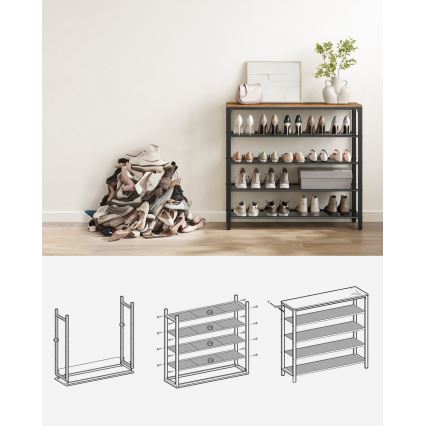 Schoenenkast DAVOR bruin/zwart