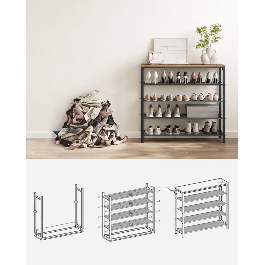 Schoenenkast DAVOR bruin/zwart