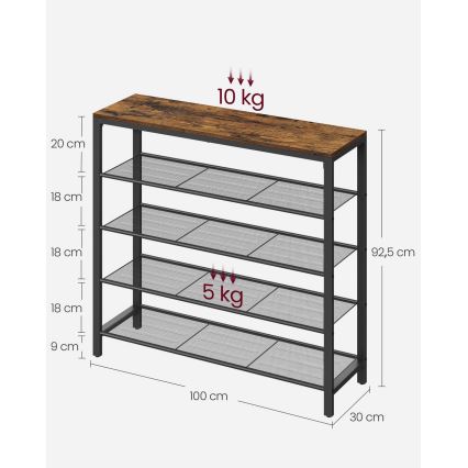 Schoenenkast DAVOR bruin/zwart
