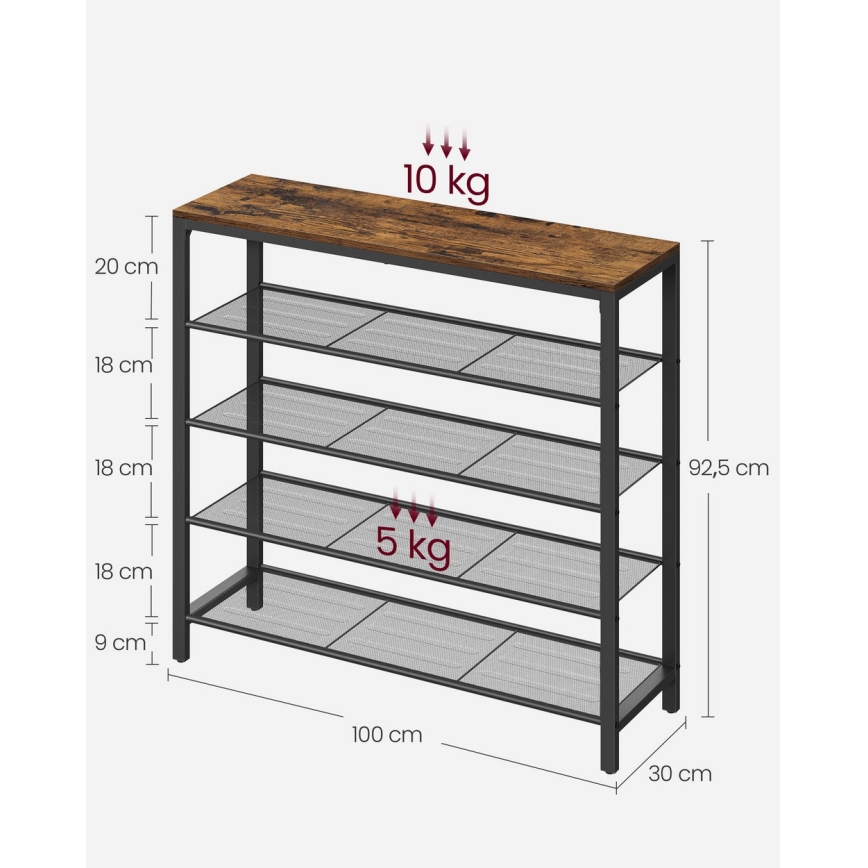 Schoenenkast DAVOR bruin/zwart