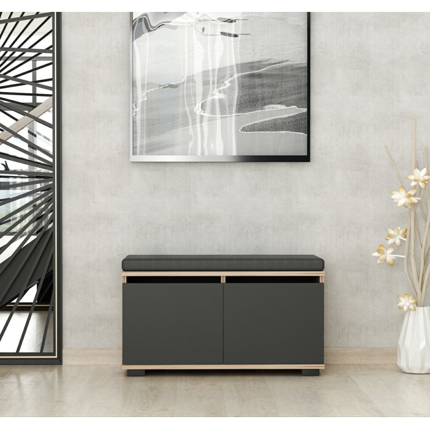 Schoenenkast DRAGO 42x80 cm zwart/notenhout